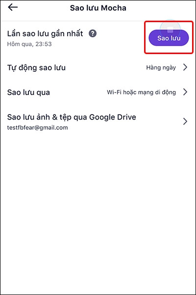 Hướng dẫn cách sao lưu ảnh và tệp trên Mocha qua Google Drive