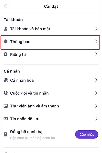 Cách bật, tắt thông báo trên ứng dụng Mocha