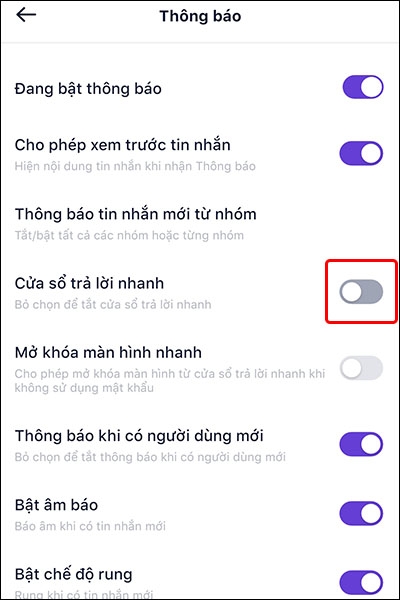 Cách bật, tắt thông báo trên ứng dụng Mocha