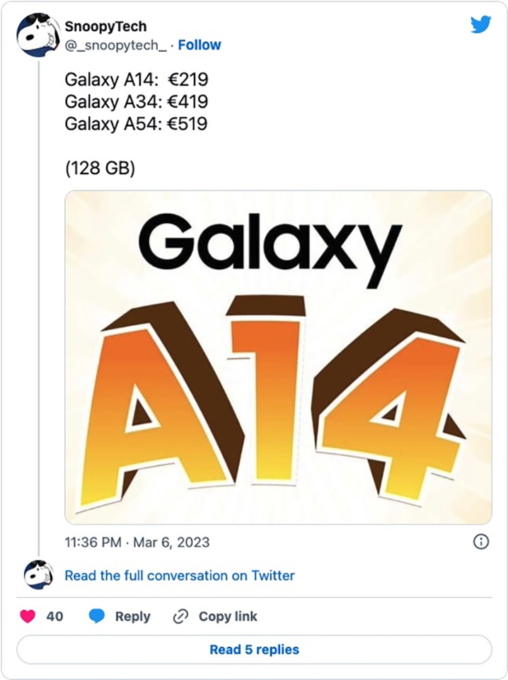 Giá bán Galaxy A34 5G và A54 5G