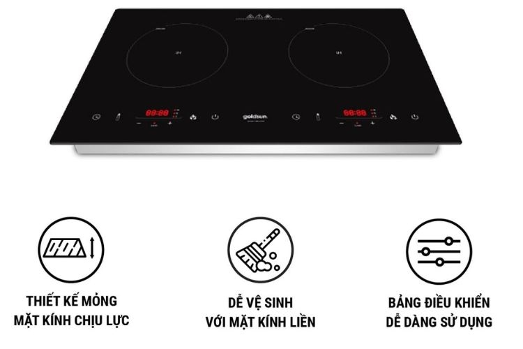 Bếp điện từ đôi Goldsun BB1202MT