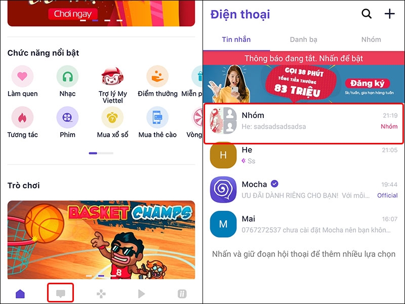 Cách thay đổi ảnh đại diện nhóm chat trên ứng dụng Mocha