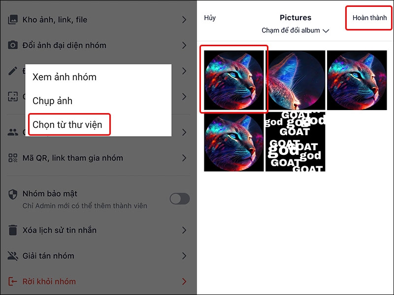 Cách thay đổi ảnh đại diện nhóm chat trên ứng dụng Mocha