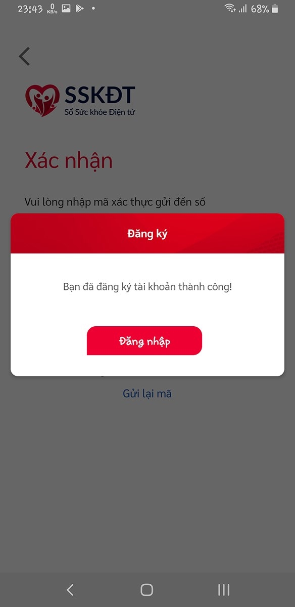 Xác nhận đăng ký thành công