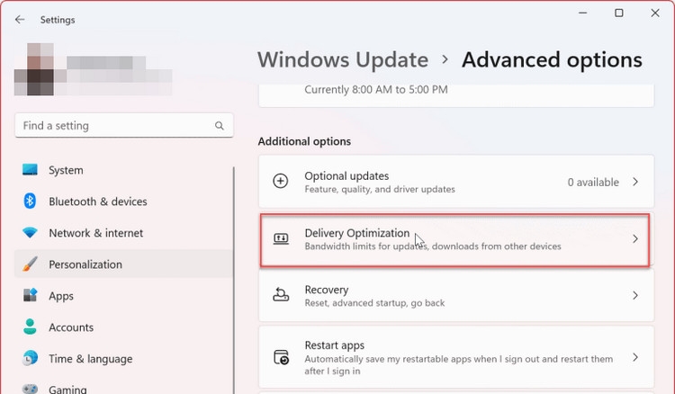 Hướng dẫn giới hạn băng thông khi cập nhật Windows 11 (9)