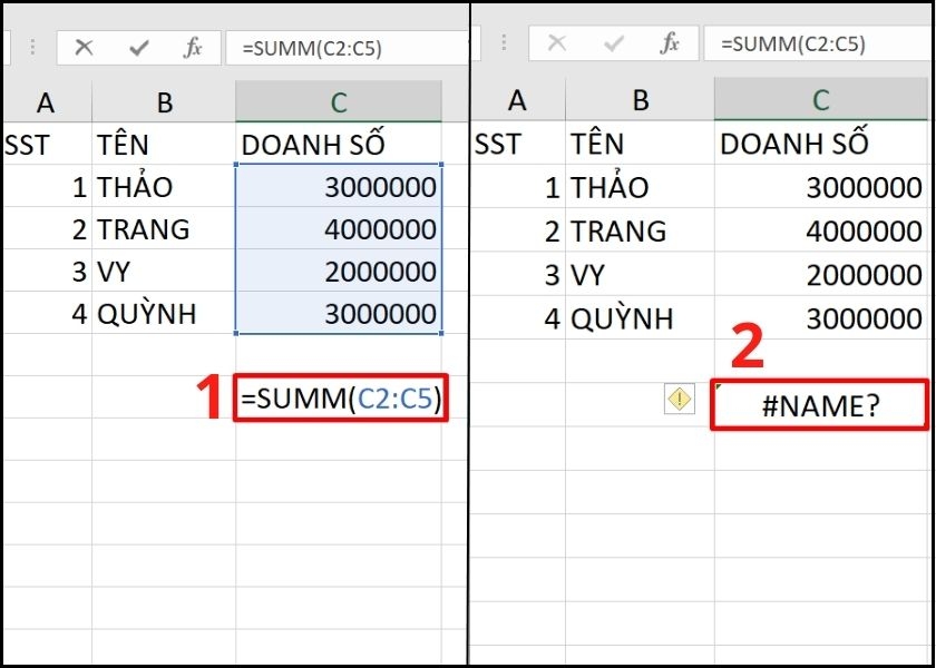 Lỗi #Name do viết sau tên hàm