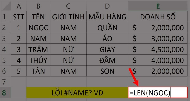 Lỗi #Name dữ liệu cần truy vấn không đặt trong ngoặc kép