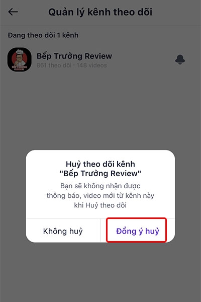 Hướng dẫn bạn bỏ theo dõi kênh video trên ứng dụng Mocha