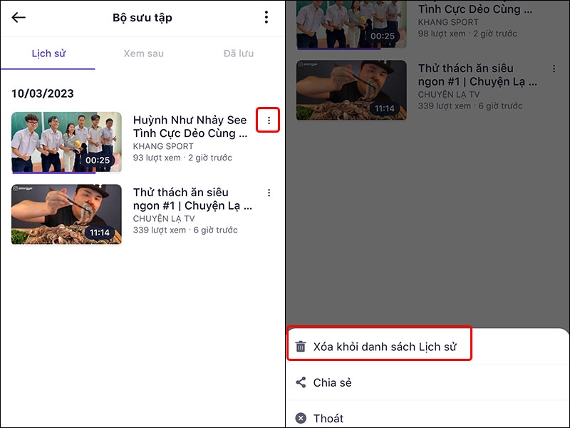 Cách tìm lại những video đã xem trên ứng dụng Mocha