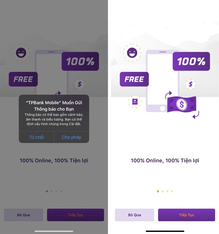 Giao diện ứng dụng Internet Banking