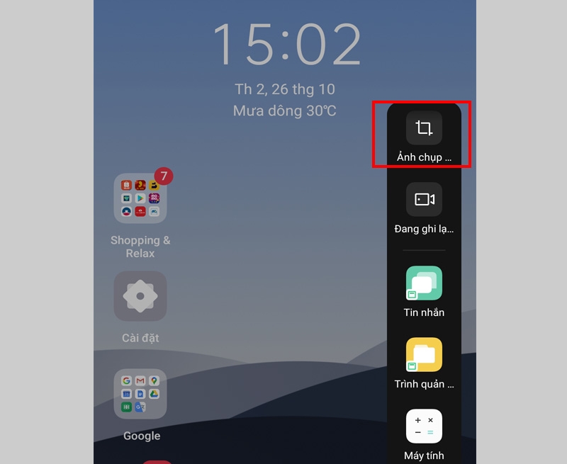 cách chụp màn hình oppo bằng thanh bên