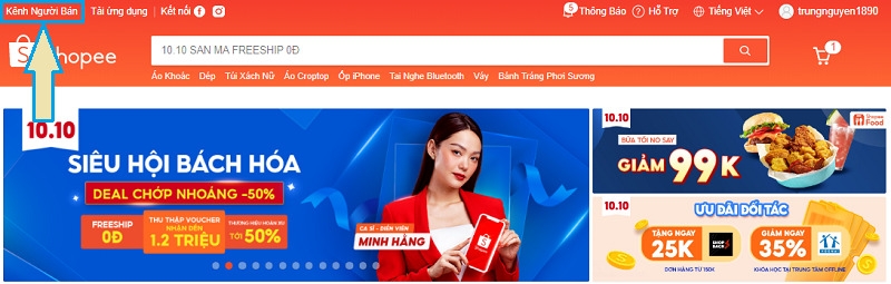 Truy cập vào kênh người bán