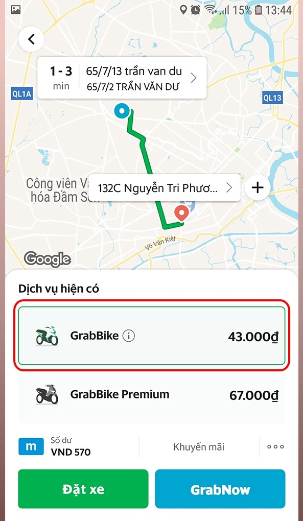 Chọn xe thích hợp