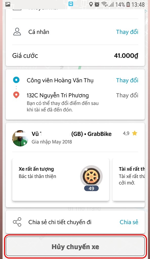 Chờ tài xế đến đón