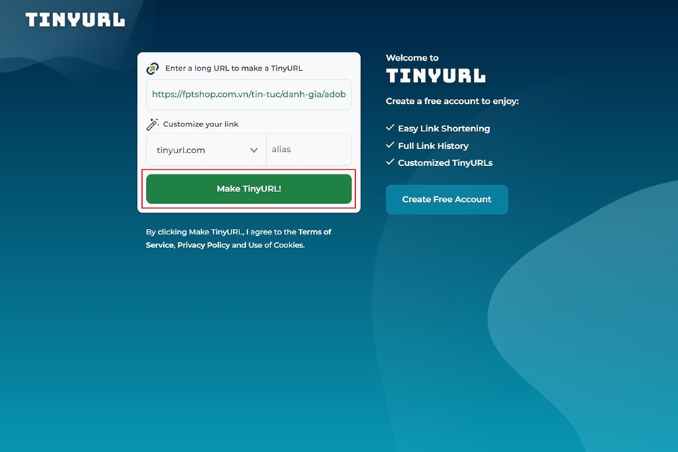 Cách rút gọn link với TinyURL