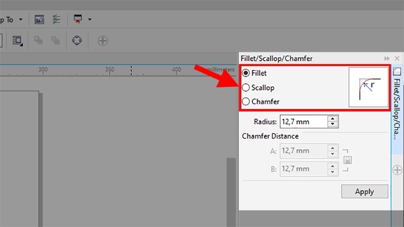 Chọn kiểu bo góc