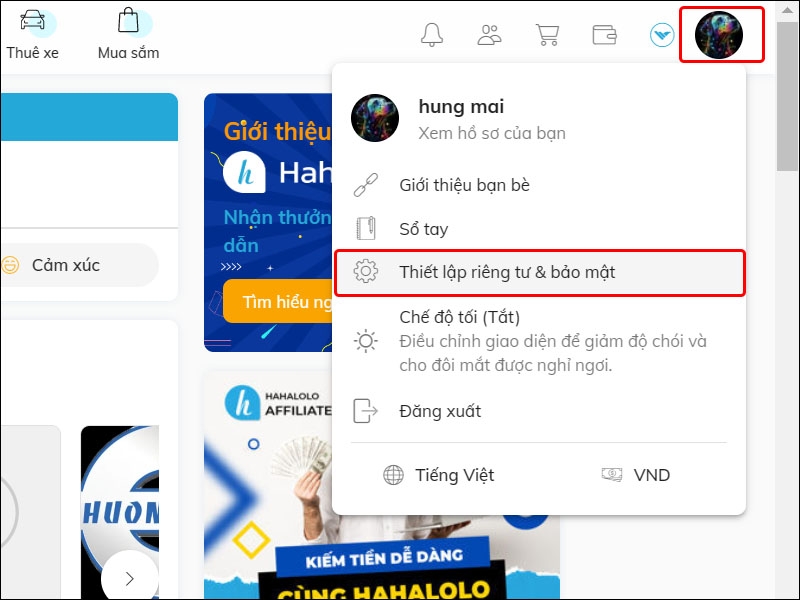 Cách đăng xuất tài khoản Hahalolo từ xa bằng máy tính
