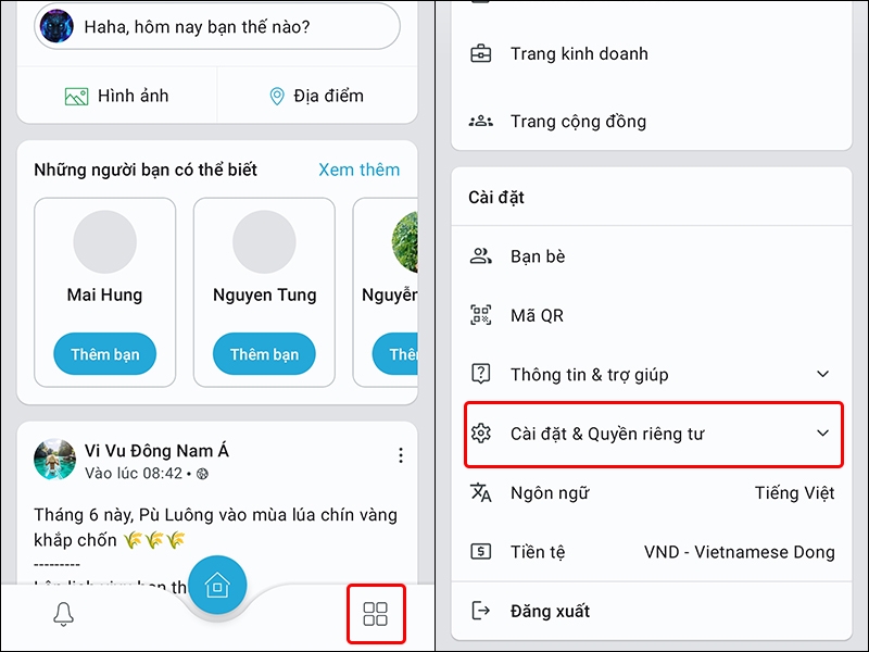 Cách chỉnh sửa quyền riêng tư trên Hahalolo bằng điện thoại