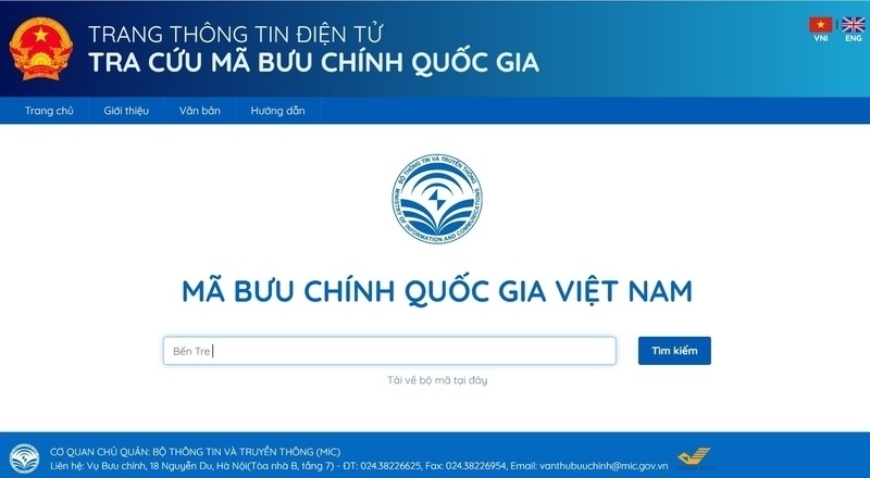 Tra cứu mã bưu chính Bến Tre