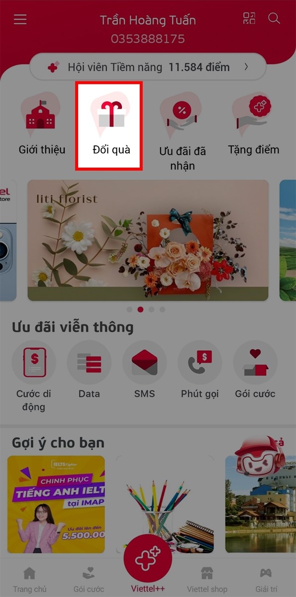 Chọn phần đổi quà