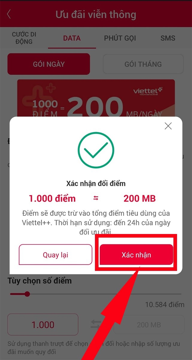 Xác nhận đổi điểm