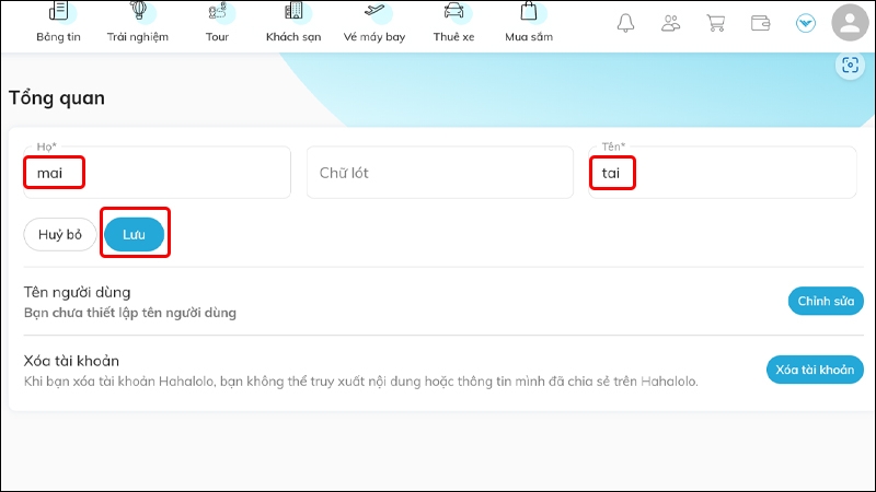 Hướng dẫn đổi tên người dùng trên Hahalolo bằng máy tính