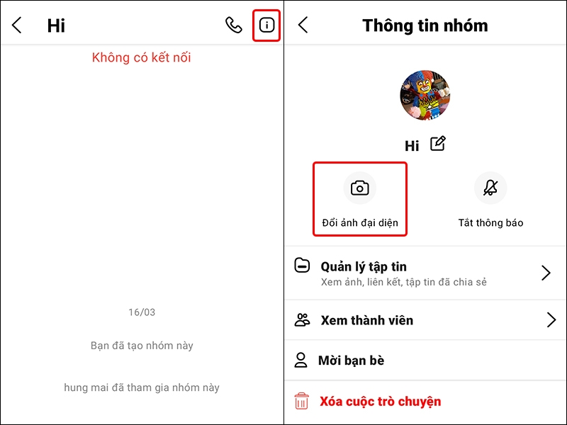 Cách thay đổi ảnh đại diện nhóm Halome bằng điện thoại