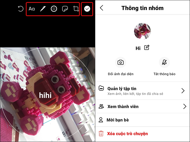 Cách thay đổi ảnh đại diện nhóm Halome bằng điện thoại