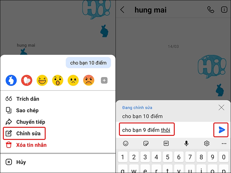 Cách chỉnh sửa tin nhắn đã gửi trên ứng dụng Halome bằng điện thoại