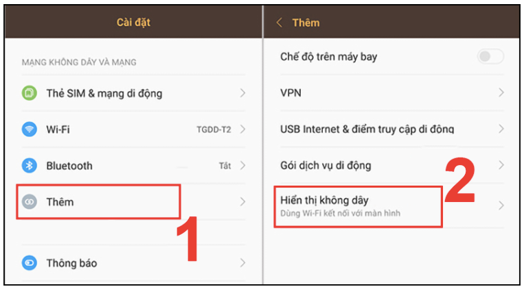 Chọn hiển thị không dây