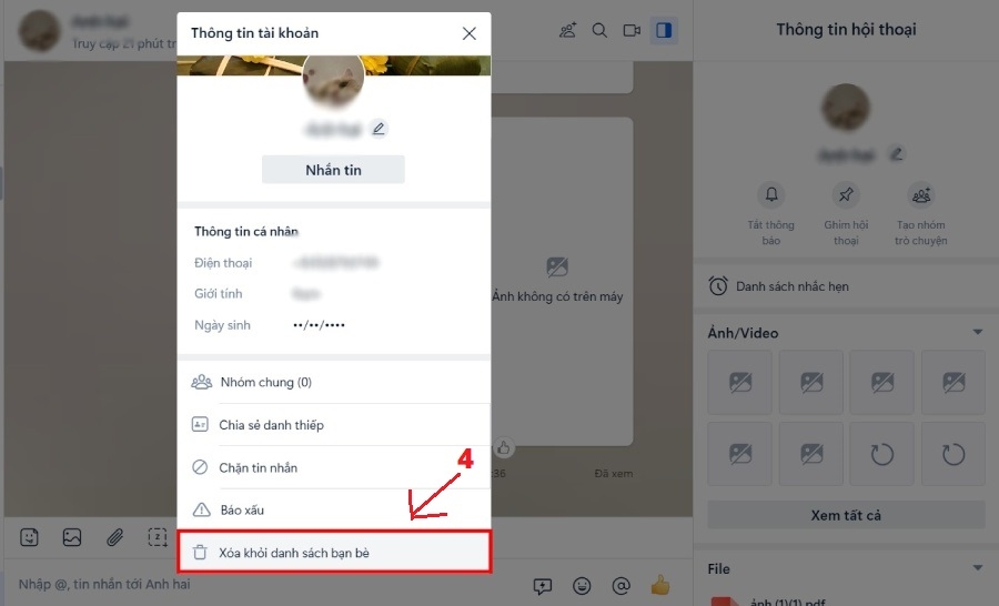 Cách hủy kết bạn trên Zalo hình 8