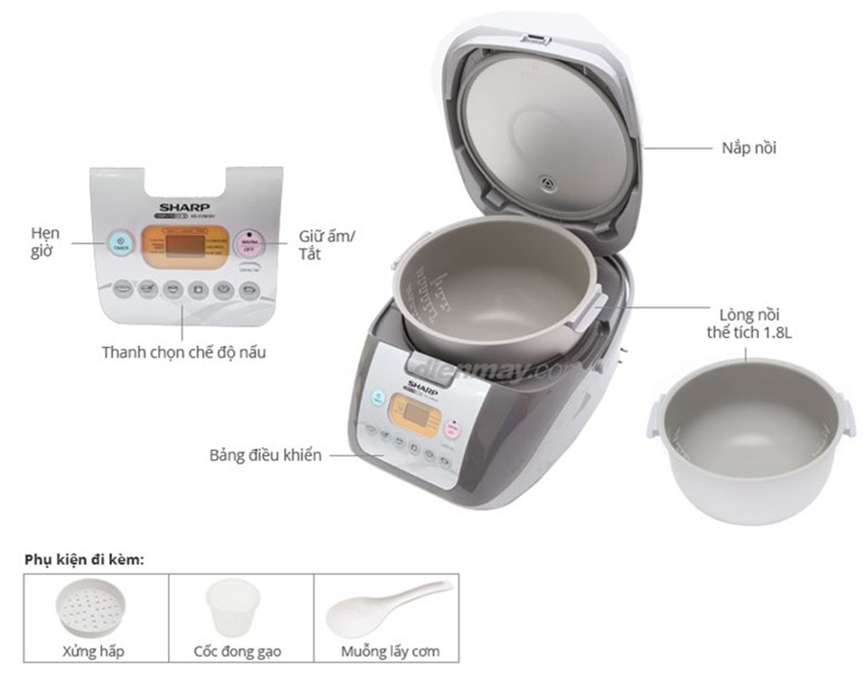 Đánh giá nồi cơm điện Sharp KS-COM19V 3