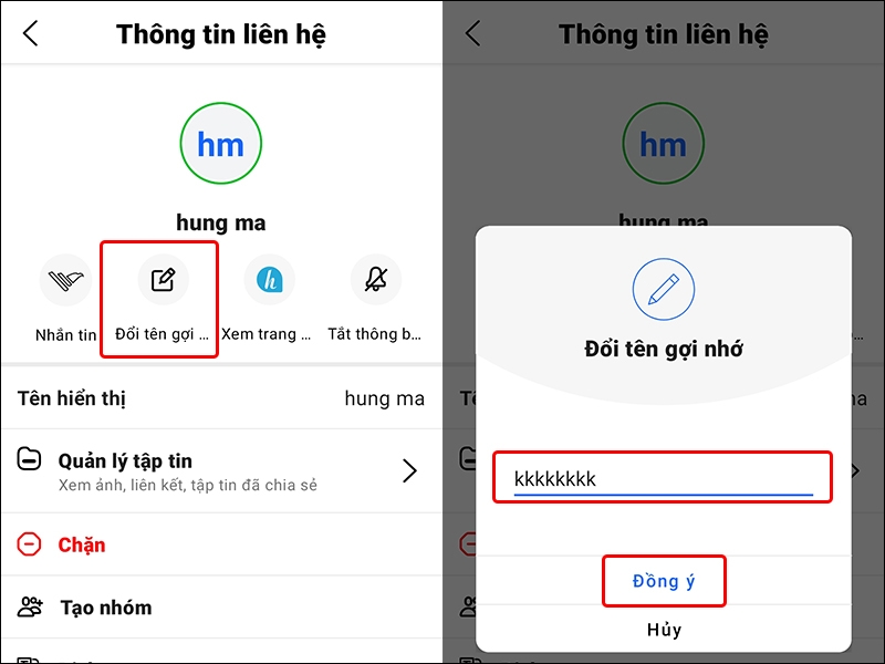 Cách đổi tên gợi nhớ trong ứng dụng Halome bằng điện thoại