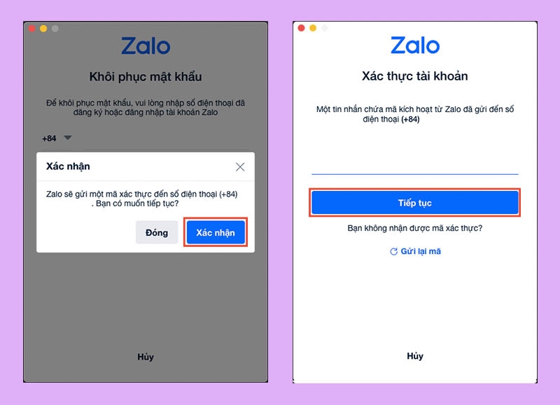 Bấm xác nhận và tiếp tục