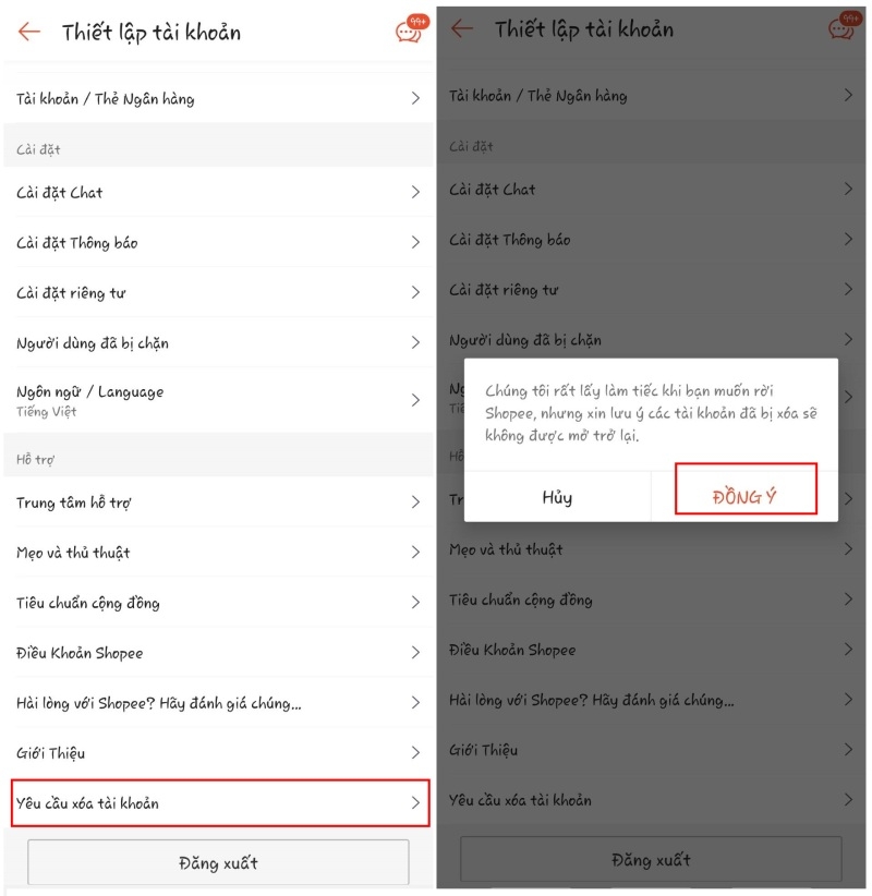 cách xóa tài khoản shopee hình 3