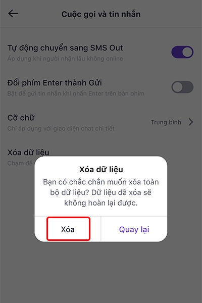 Hướng dẫn xóa dữ liệu người dùng trên ứng dụng Mocha