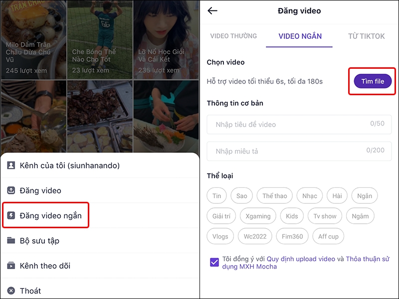 Hướng dẫn đăng video ngắn trên ứng dụng Mocha