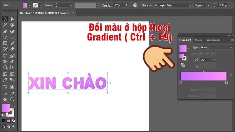 Cách tô màu gradient trong AI (Bước 4)