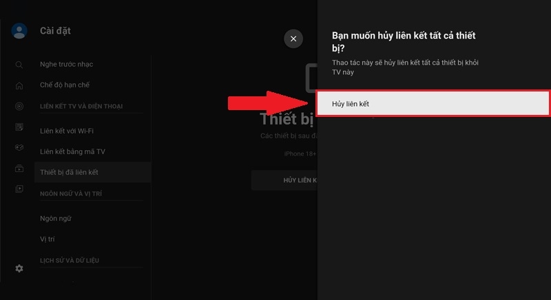 Chọn hủy liên kết