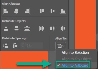 Lựa chọn trong cửa sổ Align