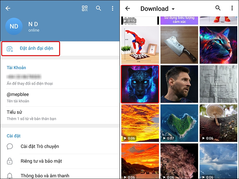 Cách thay đổi ảnh đại diện trên ứng dụng Telegram bằng điện thoại