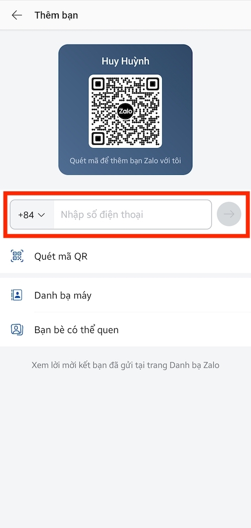 Cách kết bạn trên Zalo hình 2