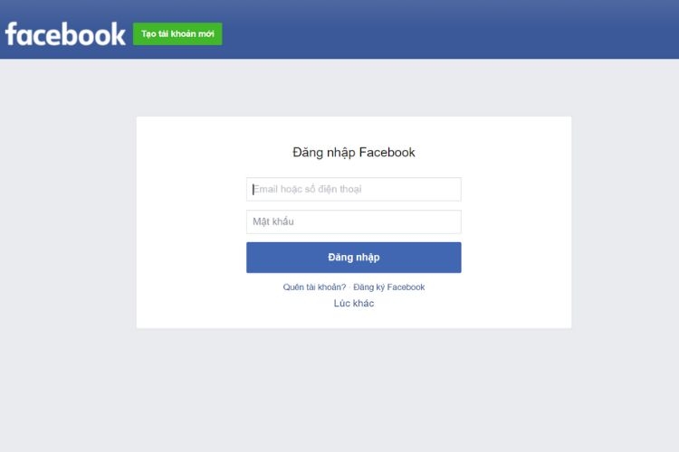 Đăng nhập vào tài khoản Facebook