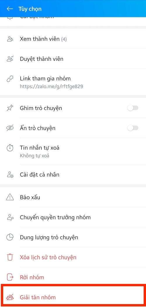 Hướng dẫn cách giải tán nhóm Zalo cực đơn giản hình 4