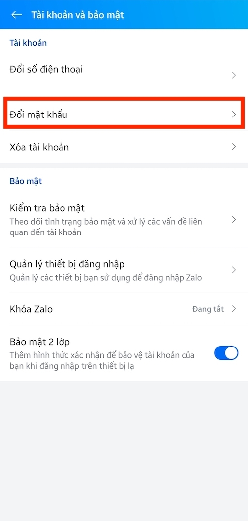 Cách đổi mật khẩu Zalo hình 3