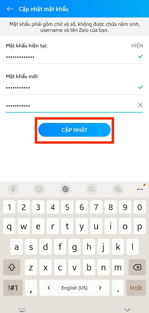 Cách đổi mật khẩu Zalo hình 4