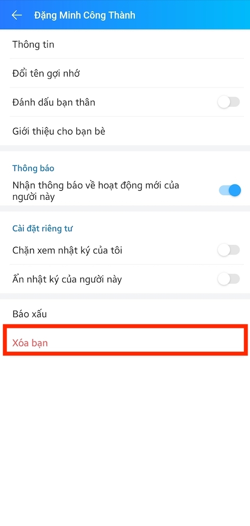 Cách xoá kết bạn trên Zalo cực nhanh chóng bằng điện thoại hình 4