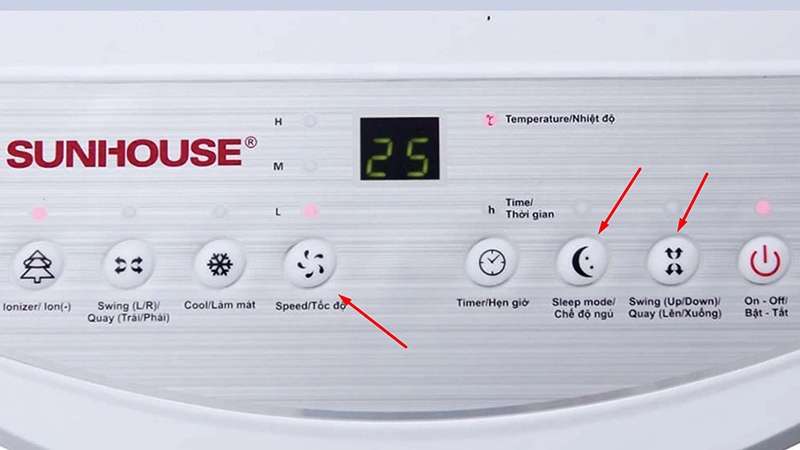 Quạt điều hòa Sunhouse có 3 tốc độ gió