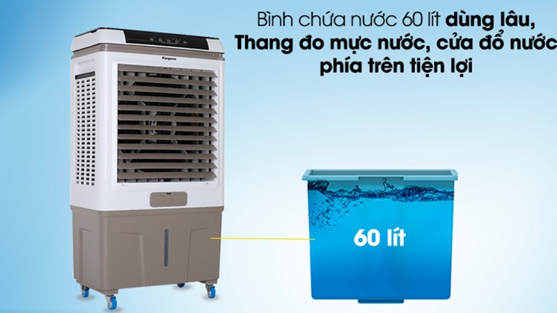 Review quạt điều hòa Kangaroo KG50F79N: bồn chứa nước lớn (Ảnh 4)