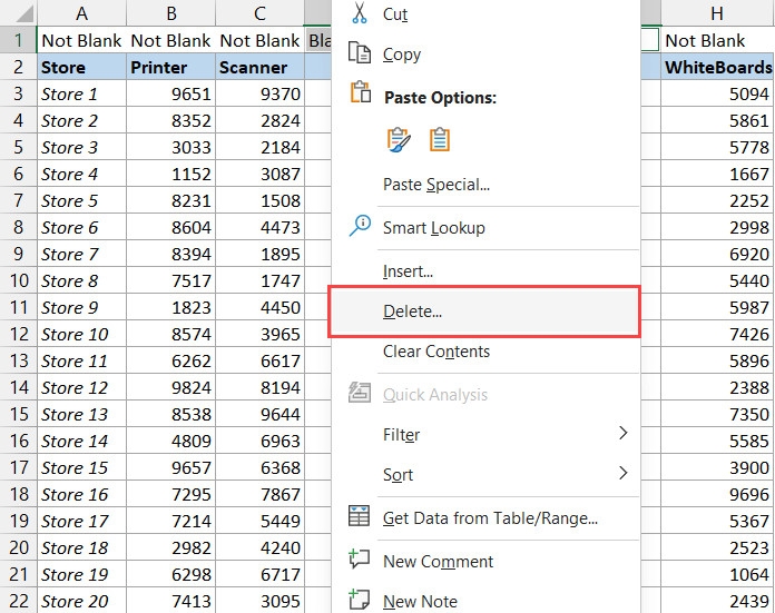 Cách xóa cột trong Excel (15)
